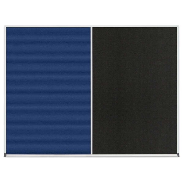 United Visual Products Double Door Radius Corkboard, 60"x36", Bla UV7004RC-BLACK-CORK - main
